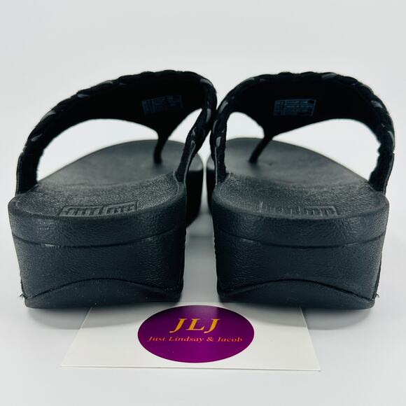 FitFlop Women's Lulu Art-Denim All Black Toe Post Sandals FB2-090 Size 8 - Picture 6 of 11